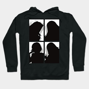 All The Main Characters In The Eminence In Shadow Anime In A Cool Black Silhouette Pop Art Design In White Background Hoodie